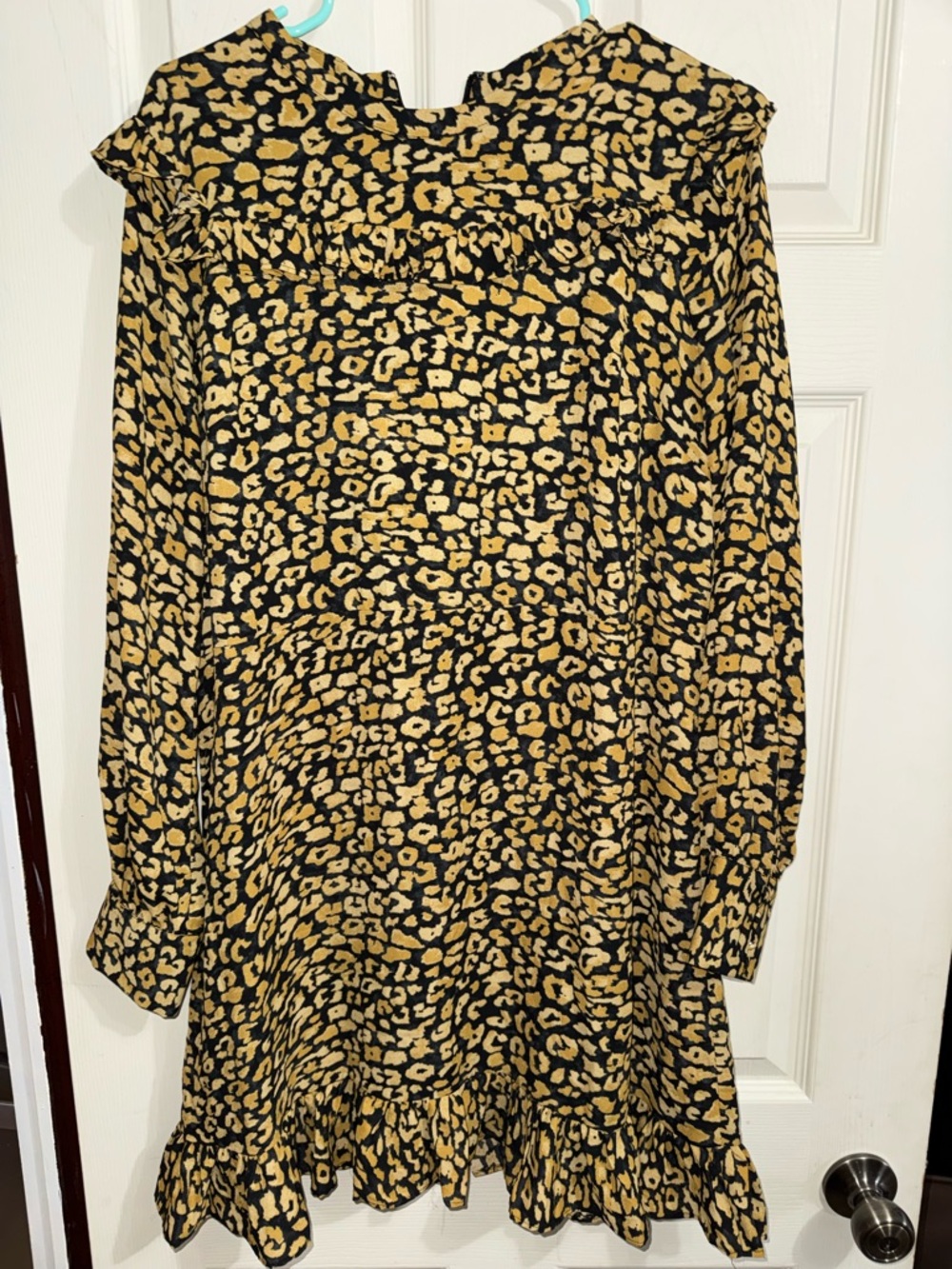 Who What Wear Black and Mustard Leopard Print Mini Dress
